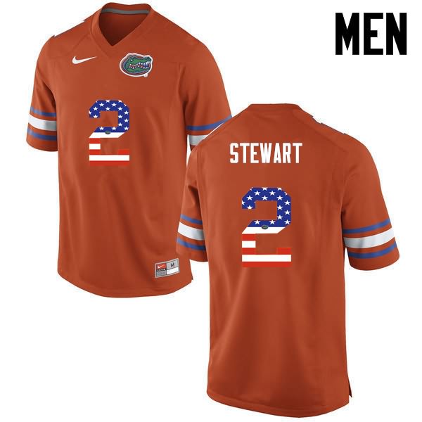 NCAA Florida Gators Brad Stewart Men's #2 USA Flag Fashion Nike Orange Stitched Authentic College Football Jersey BBC2364OW